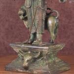 Standing Durga Brass Idol with Lion | 18" Green Patina Art | 12.9kg Sacred Masterpiece | Mahisasur Mardini Beauty | Jaipurio